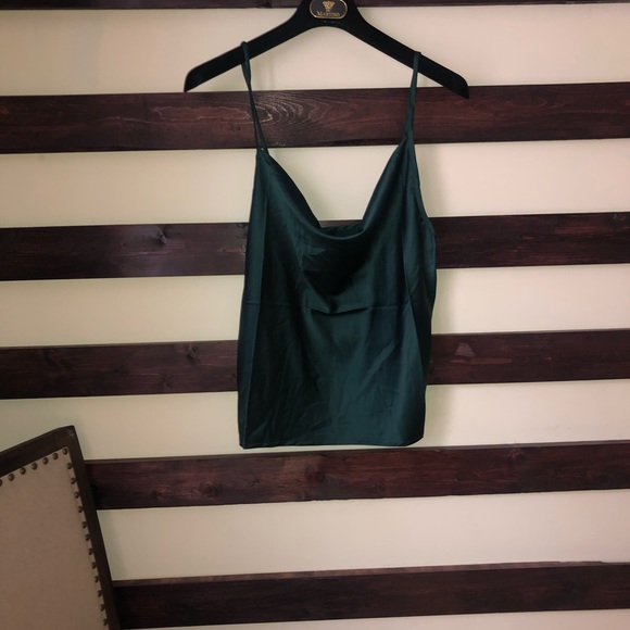 Emerald Green  Satin Cowl Neck Cami - Picture 2 of 3